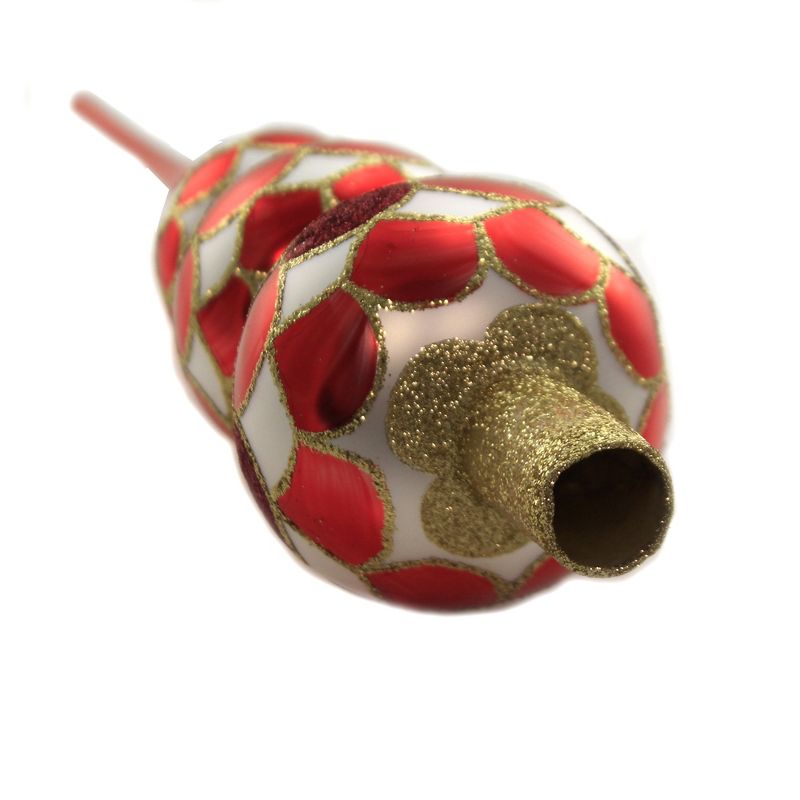 Christina's World 18.0" Red/Gold Harlequin Tree Top Finial Ball Christmas  -  Tree Toppers