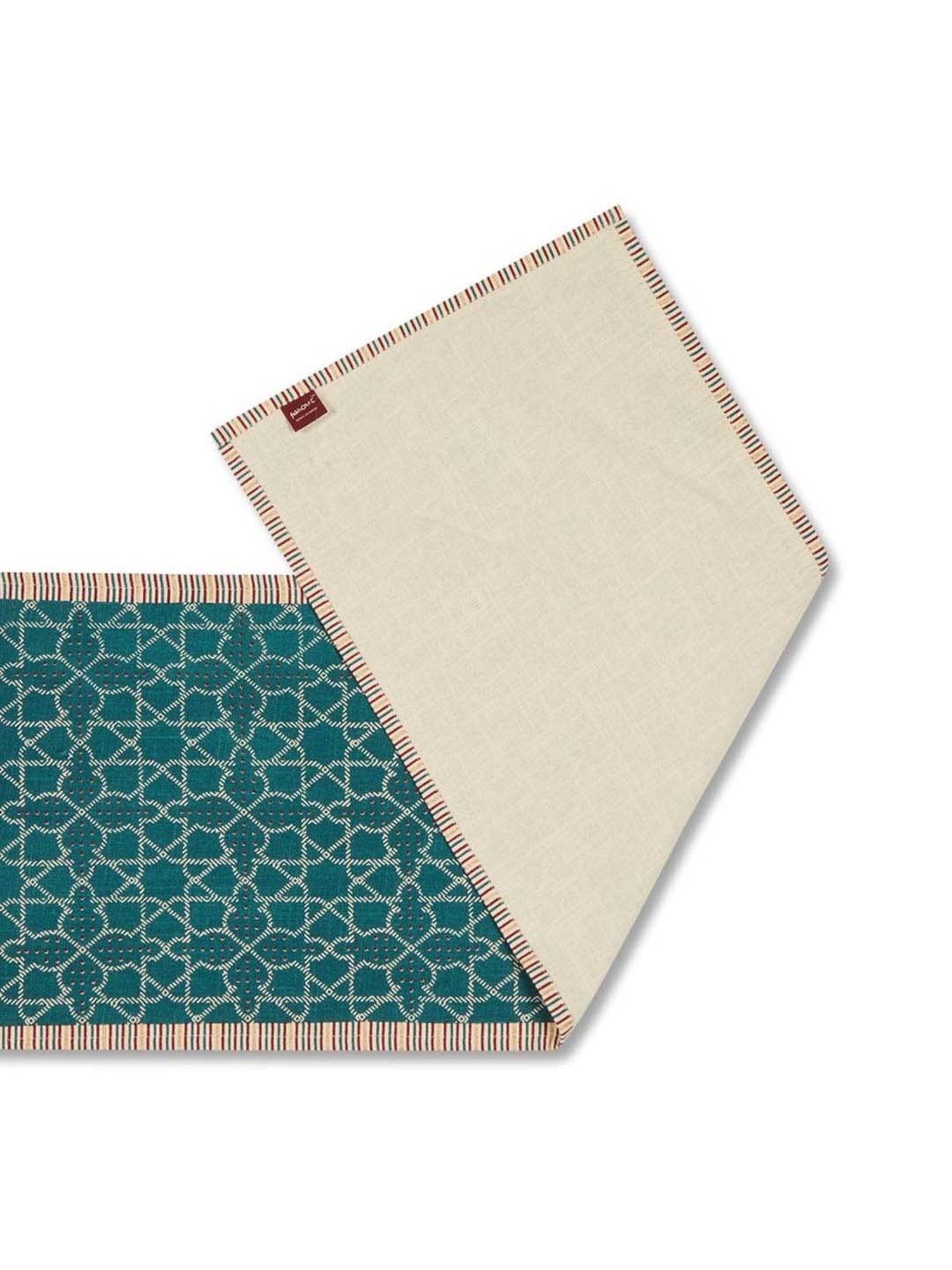 Fabindia Teal Cotton 48 TC 230 GSM Small Hand Runner