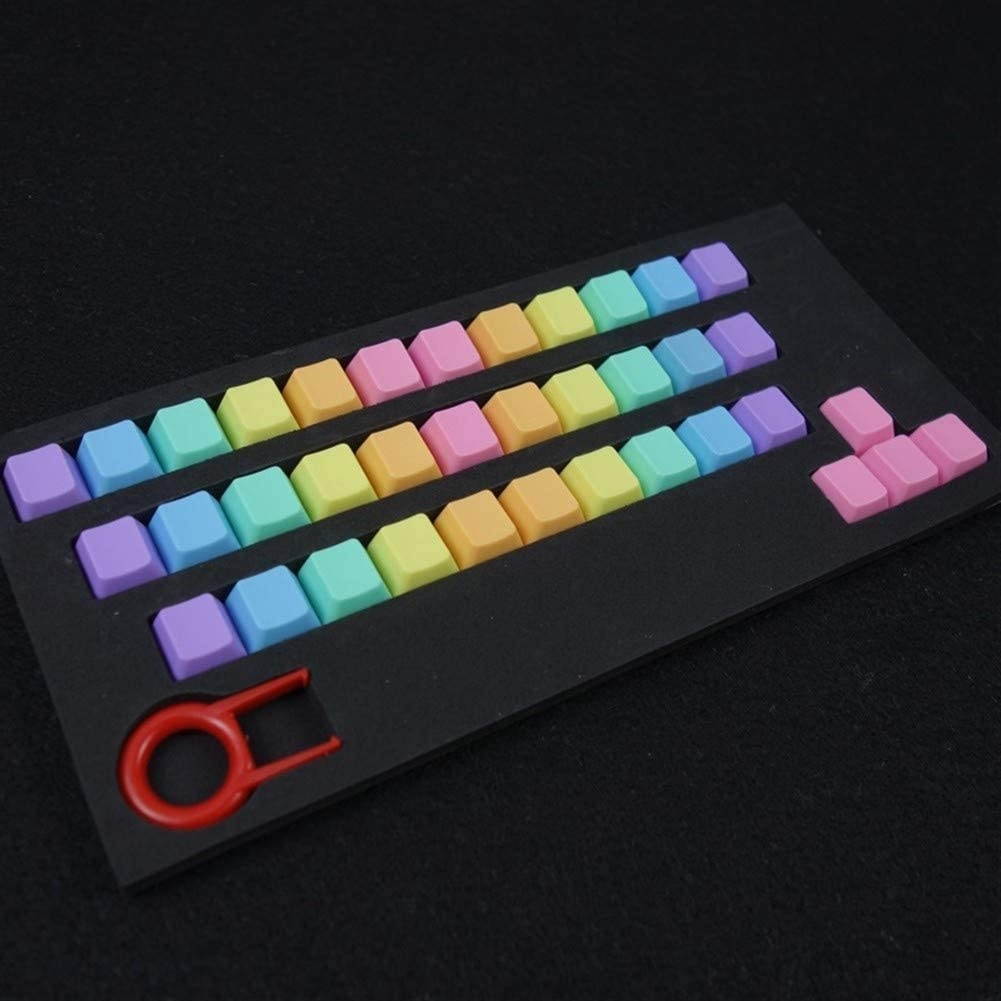 youyu6-2o521 Keycap Set 37 Keys/Set Key Cover Mechanical Keyboard Colorful Height ABS Light Color Gradual Color Change Double Dip-dye Key Caps for Keyboard (Colore : Colore rosa)