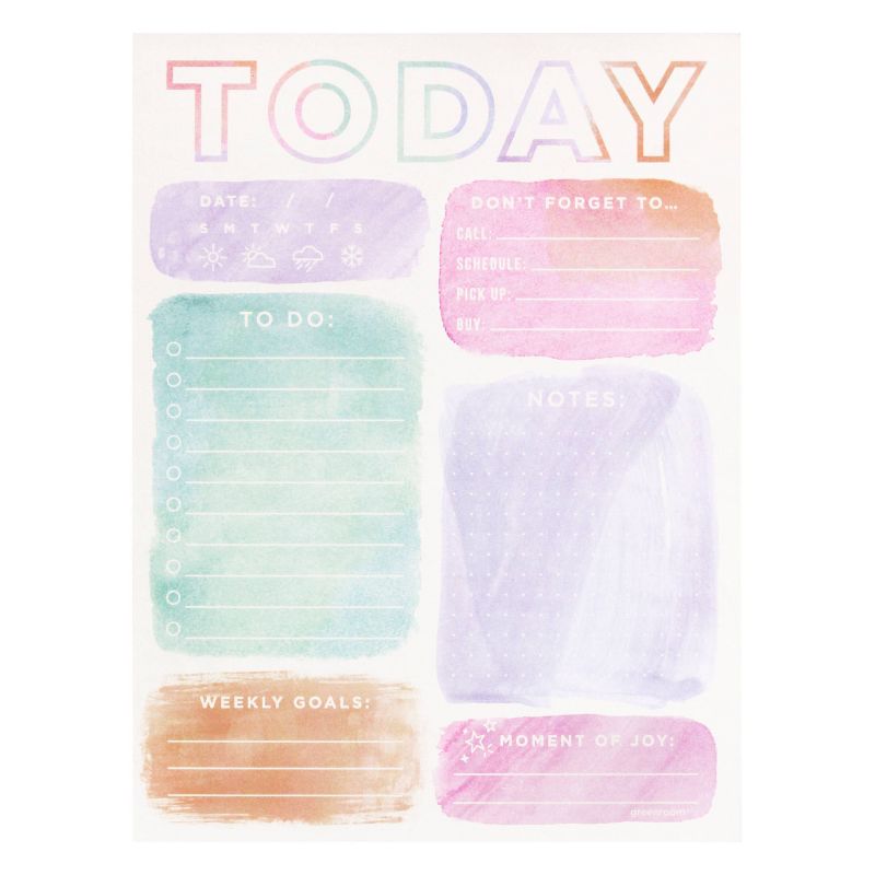 6" x 8" 120 Sheet Daily To-Do Desk Pad Pastel Watercolor - greenroom