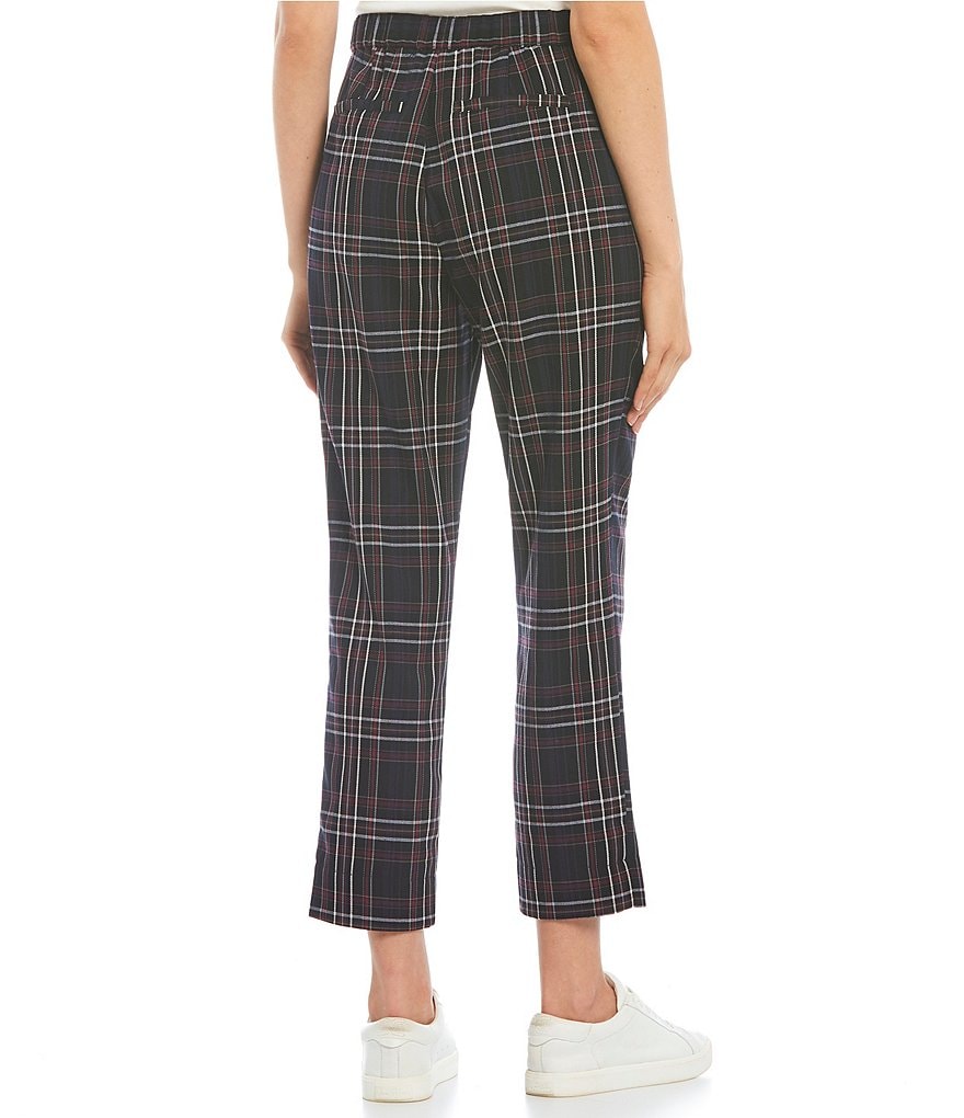 Jolt Plaid Slit Front Hem Trouser Pants