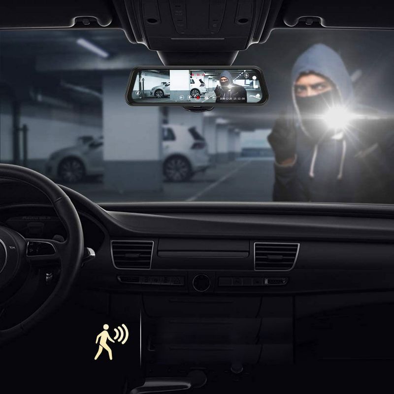 VanTop H609 Dual 1080P Mirror Dash Cam with 10" IPS Touch Screen Rear View Camera, Night Vision, Parking Monitor