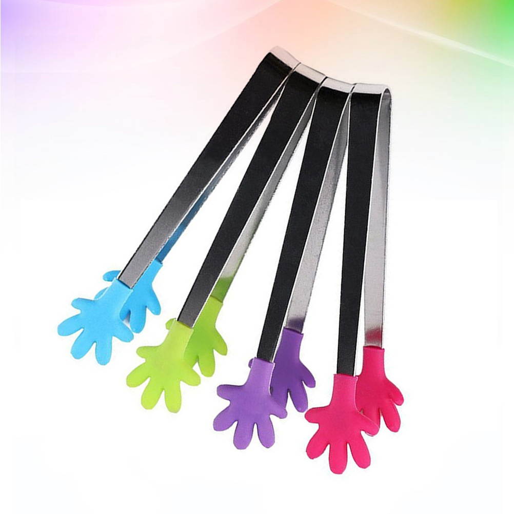 5PCS Kitchen Tools Clips Mini Silicone Baking Tongs Ice Tongs Food Tongs Sugar Tongs Kitchen Gadgets (Random Color)