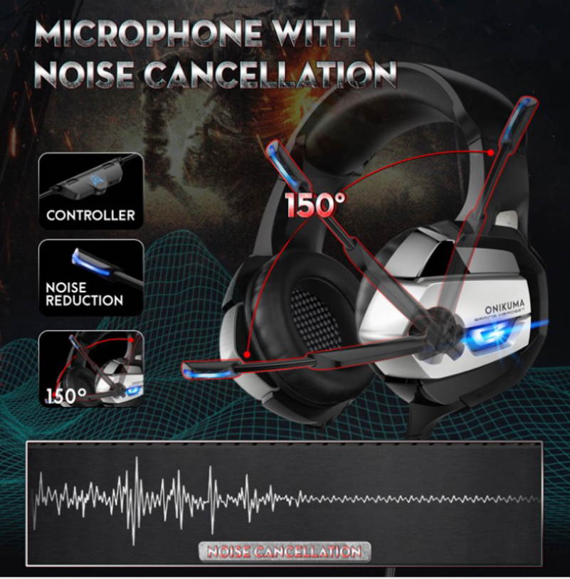 K5 Headphones PC Computer 3.5MM Oversized Ear Shell Internet Cafe earphones Listening to Sound Positioning Luminous headsets