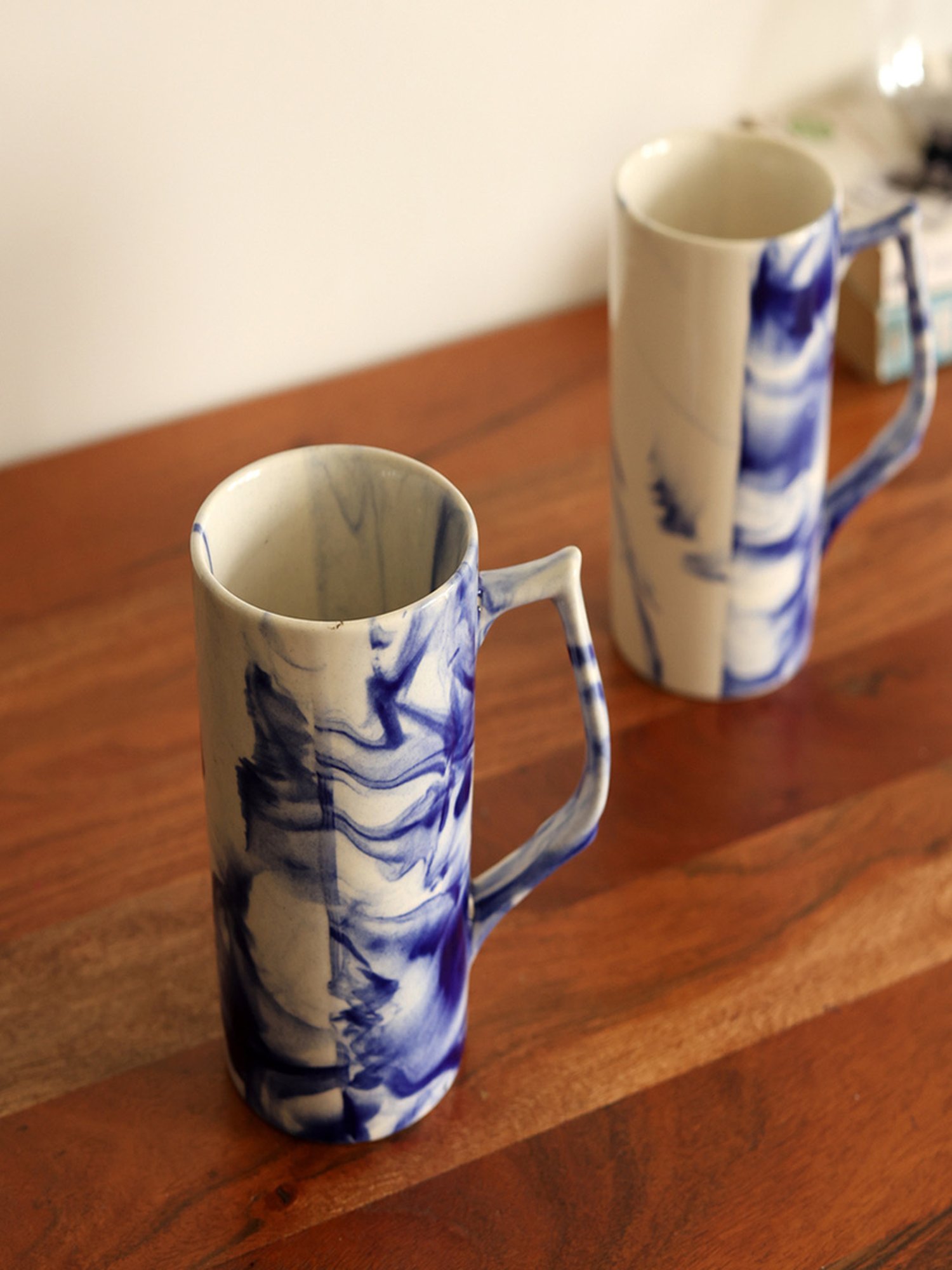 Unravel India Shades of Earth Multicolor Ceramic Beer Mug - Set of 2