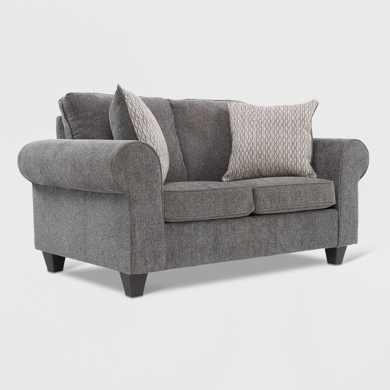 Boone Roll Arm Loveseat Gray - True Seating