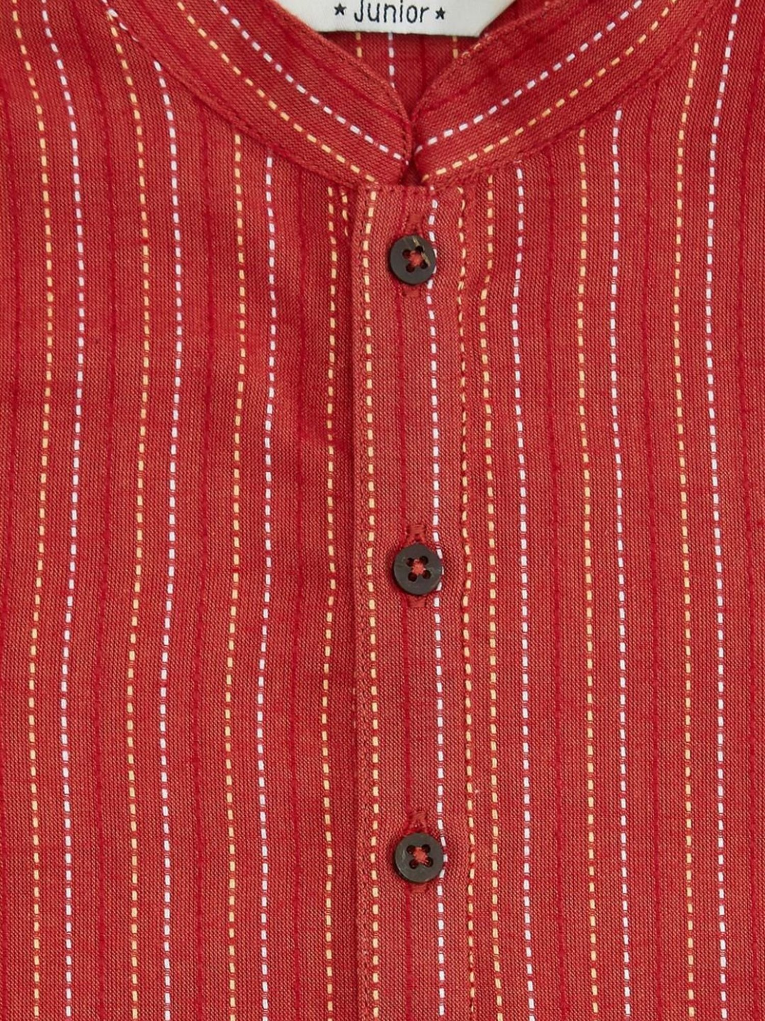 Indus Route by Pantaloons Kids Red & White Cotton Embroidered Full Sleeves Kurta Set