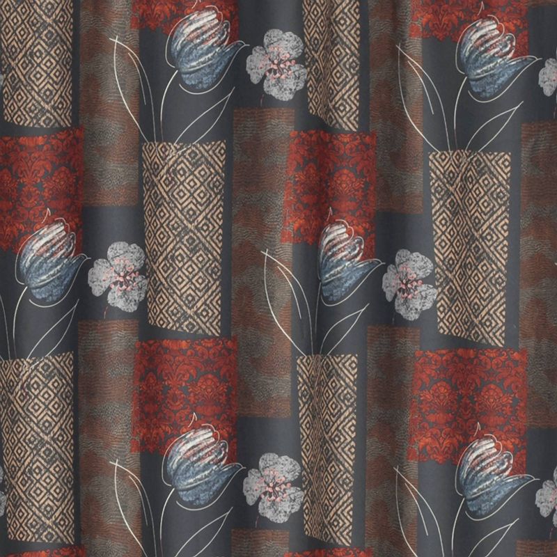 Borneo Floral Textured Shower Curtain Brown/Red - Creative Bath