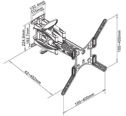 NB AV Mount P5 Articulating Cantilever Full-Motion Mount for 32'' - 55" LED, LCD, OLED and Plasma HD TV Flat Screen TVs up to 80 lbs
