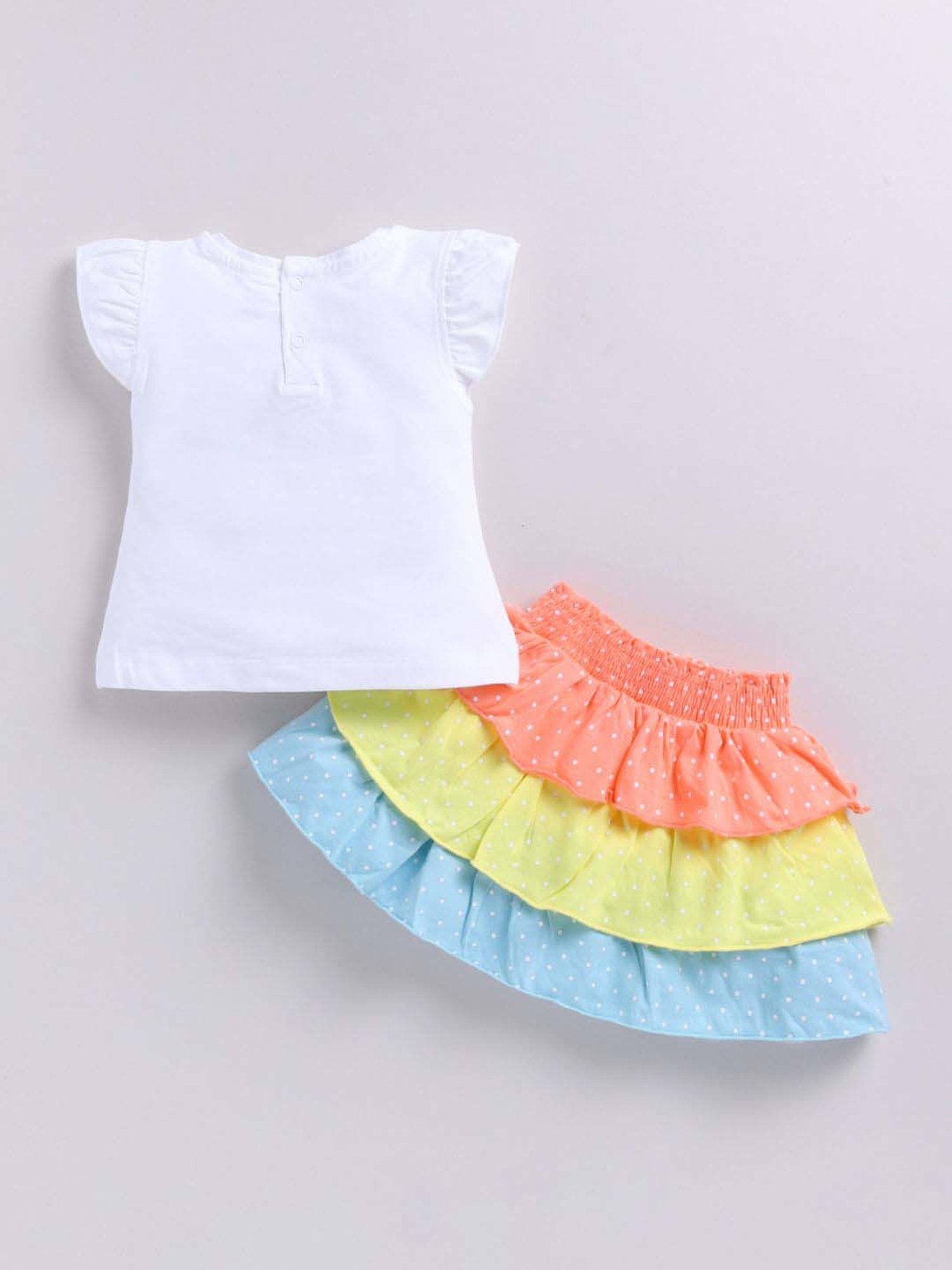 ANNIE Girls Multicolor Cotton Printed Top & Skirt Set