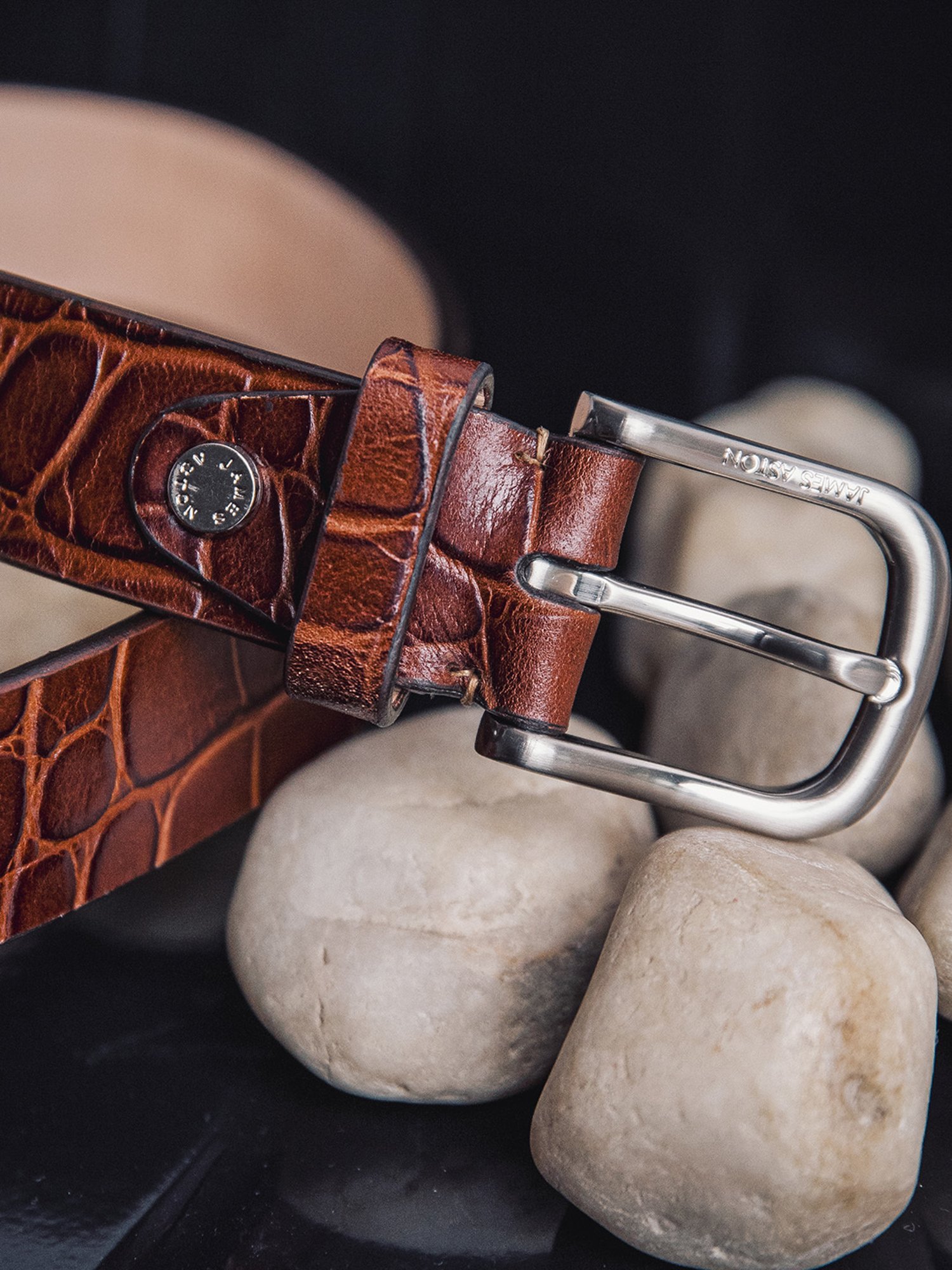 James Aston Brown Leather Waist Belt for Men