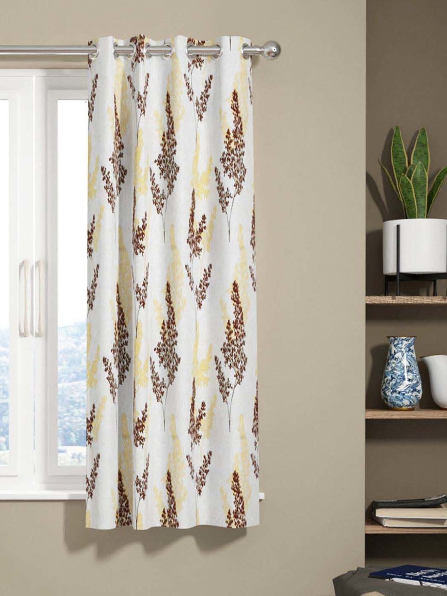 Bianca EL`PESSO Silver & Brown Faux Silk 5 Ft. Window Curtain