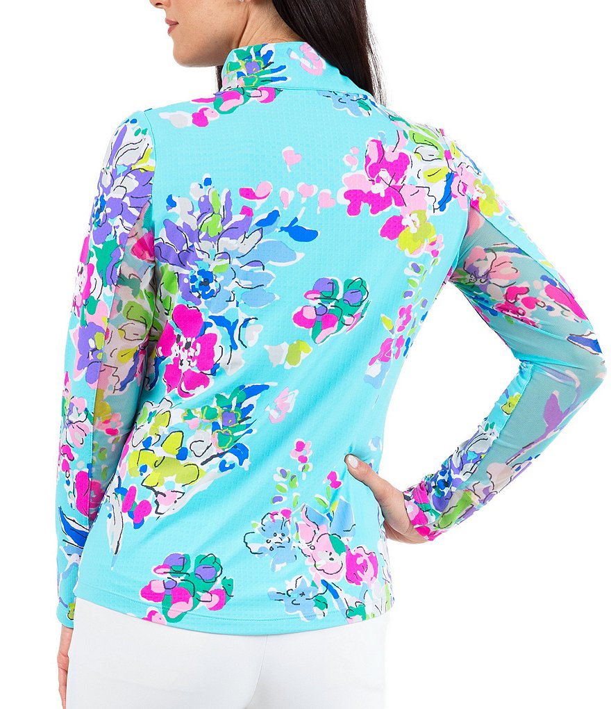 IBKUL Floral Print Long Sleeve Mock Neck Top