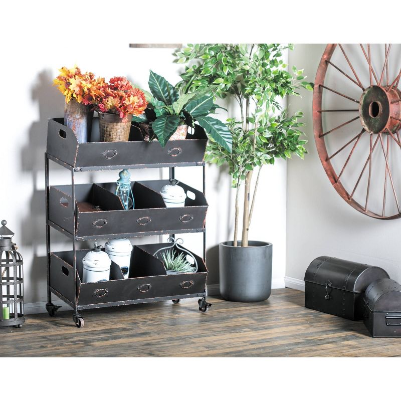 Metal Rolling Cart with 3 Shelves Black - Olivia & May