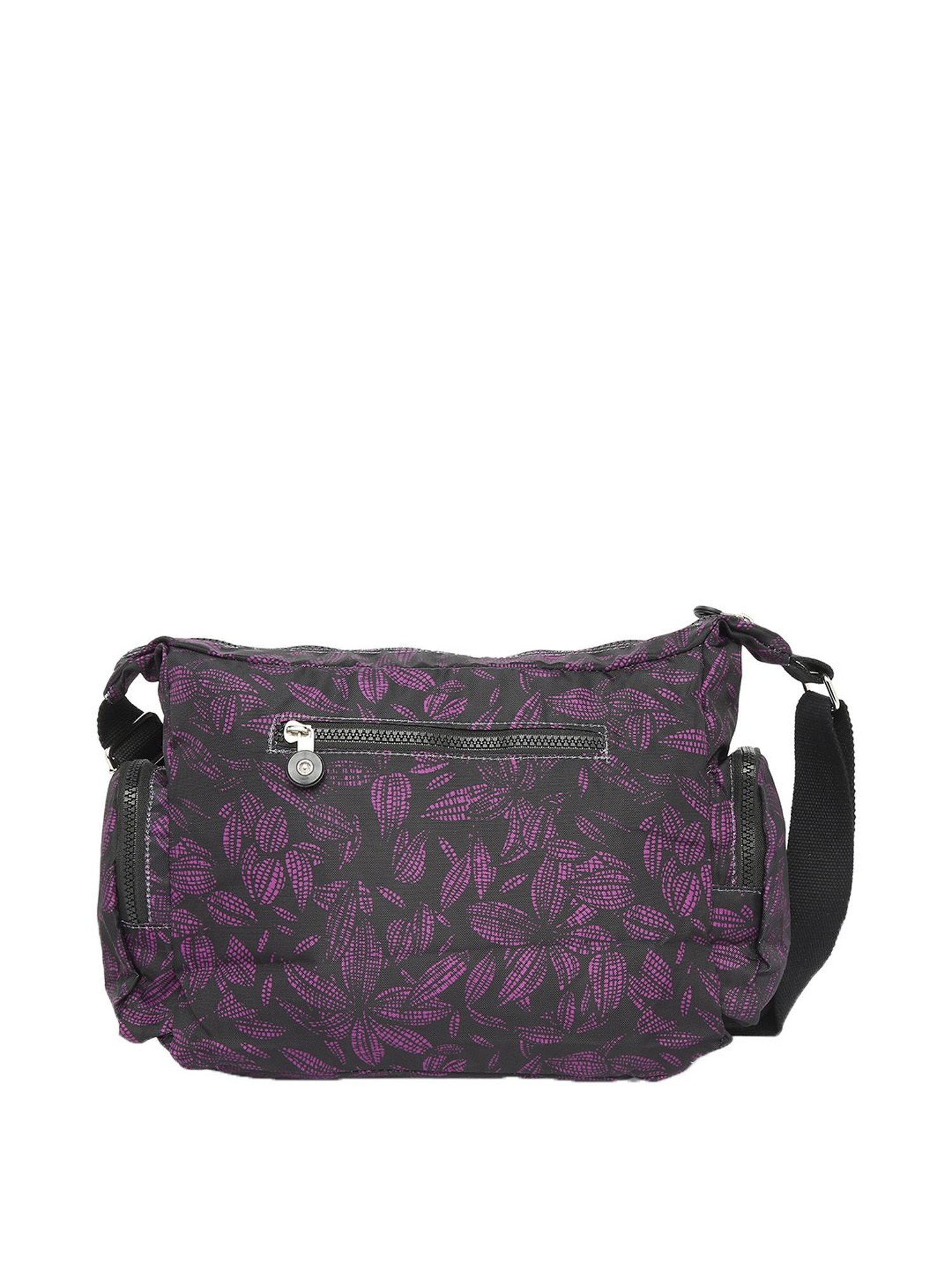 Baomi Black & Purple Printed Medium Sling Handbag