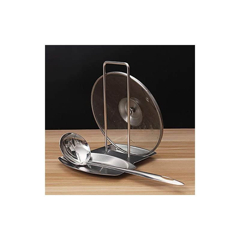 Lid and Spoon Rest, Utensils Lid Holder Spoon Holder Lid Rest Lid Shelf Kitchen Utensils Holders Stainless Steel Pan Pot Cover Lid Rack Stand (Stainless Steel)
