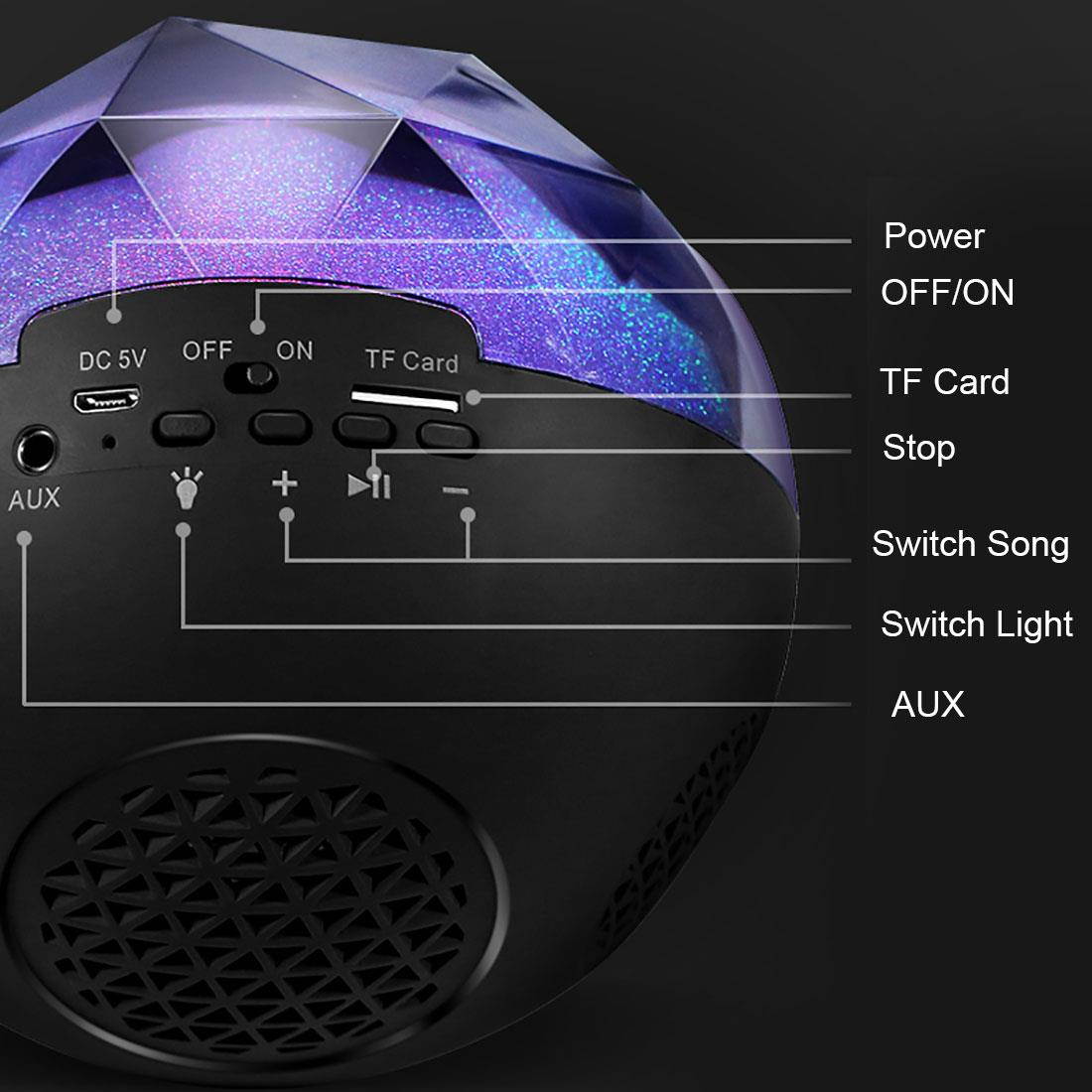 Enhanced Bass Bluetooth Speaker Wireless Stereo Sound LED Colorful Light Speaker