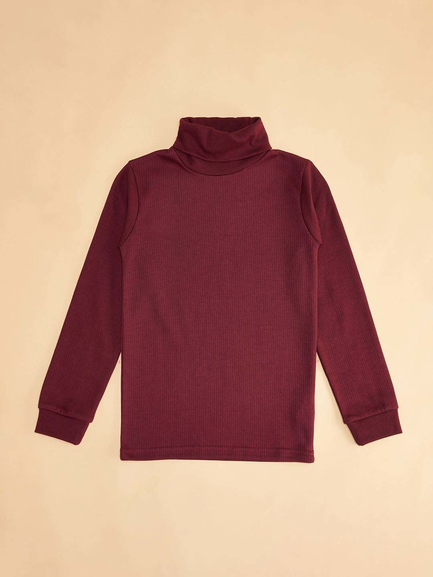 Pantaloons Junior Kids Maroon Regular Fit Full Sleeves Thermal Top