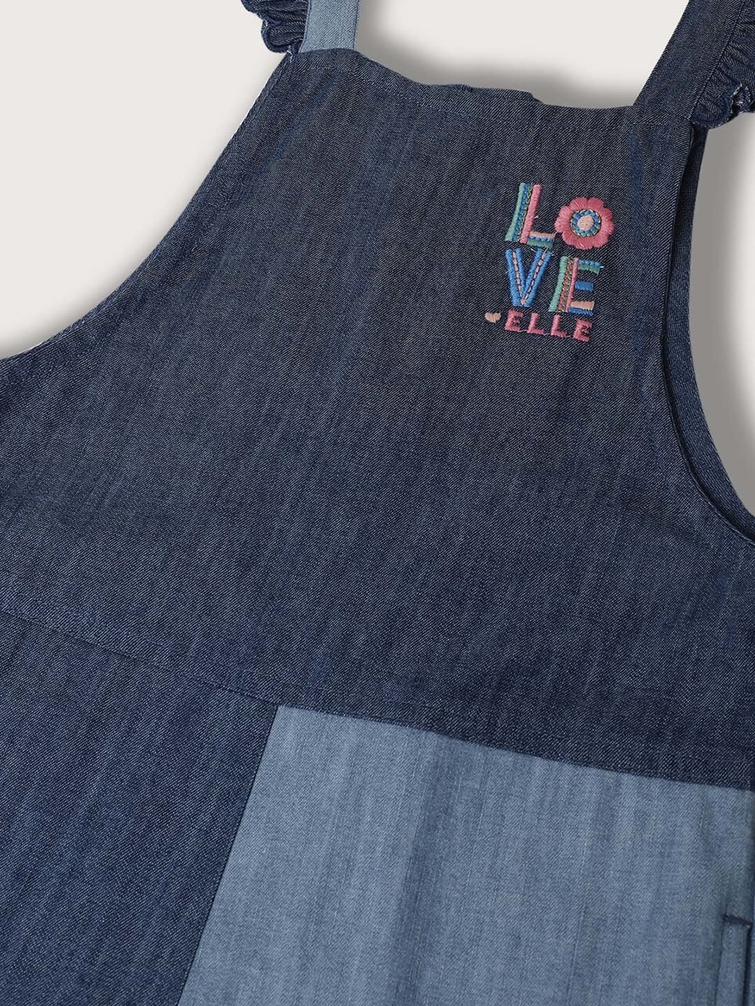 Elle Kids Blue Embroidered Jumpsuit