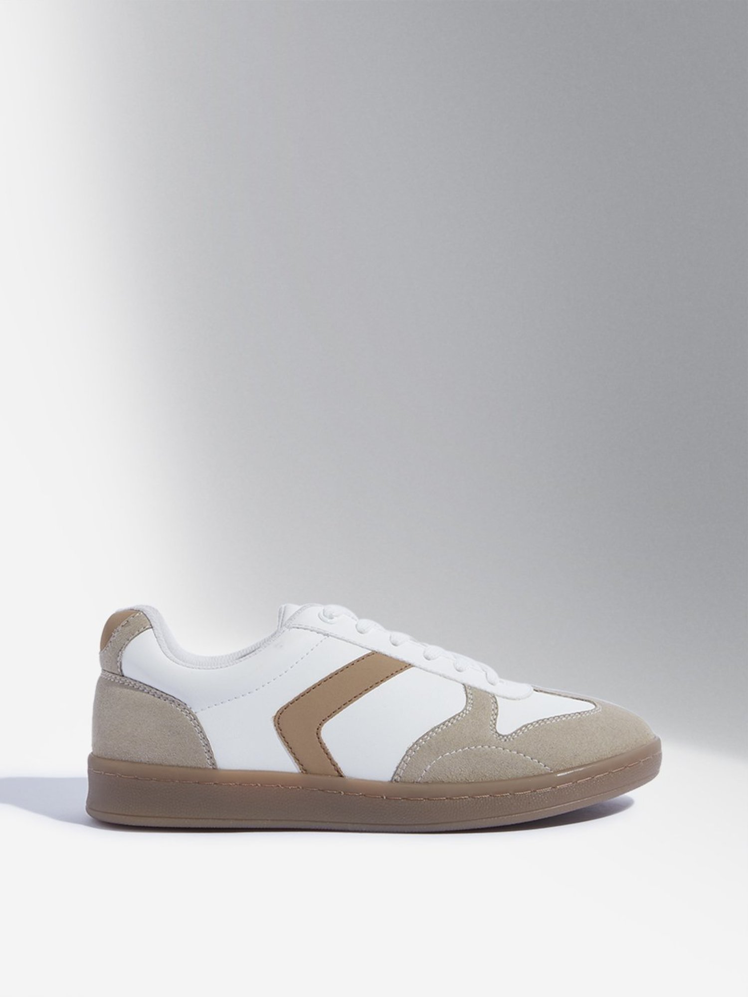 LUNA BLU by Westside Beige Colour-Blocked Lace-Up Sneakers