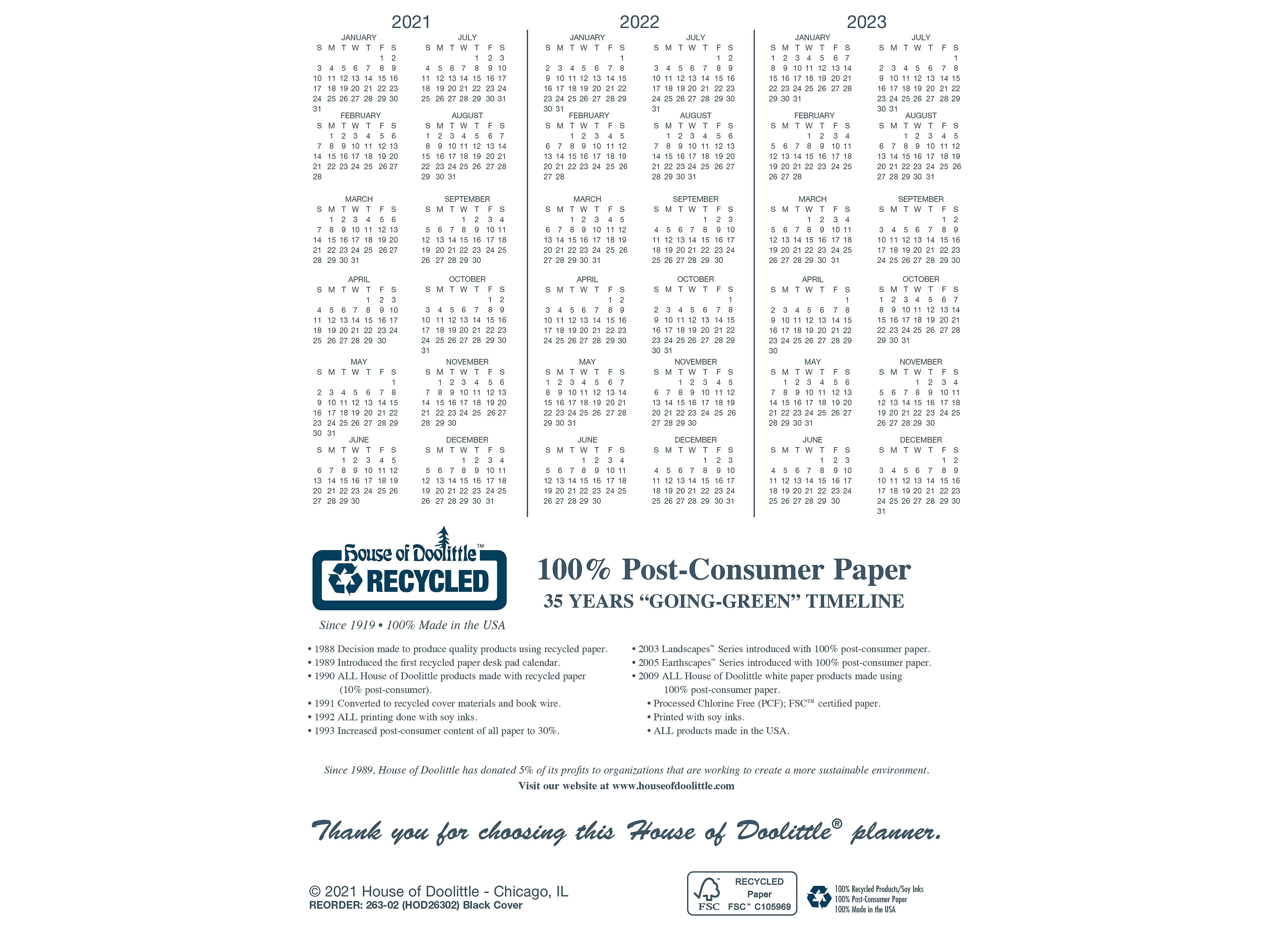 House of Doolittle 2021-2022 8.5" x 11" Academic Planner Black 26302-22