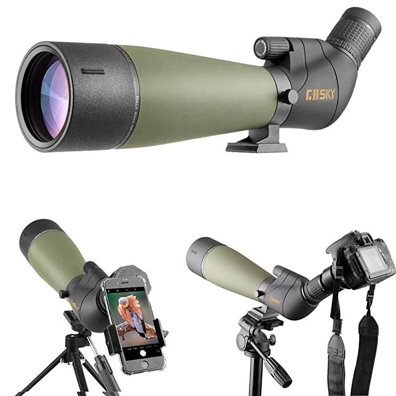 Updated Spotting Scope with Tripod, Carrying Bag - BAK4 Angled Scope  Shooting Hunting Bird Watching Wildlife Scenery (Phone Mount+SLR Mount Compatible with Canon)