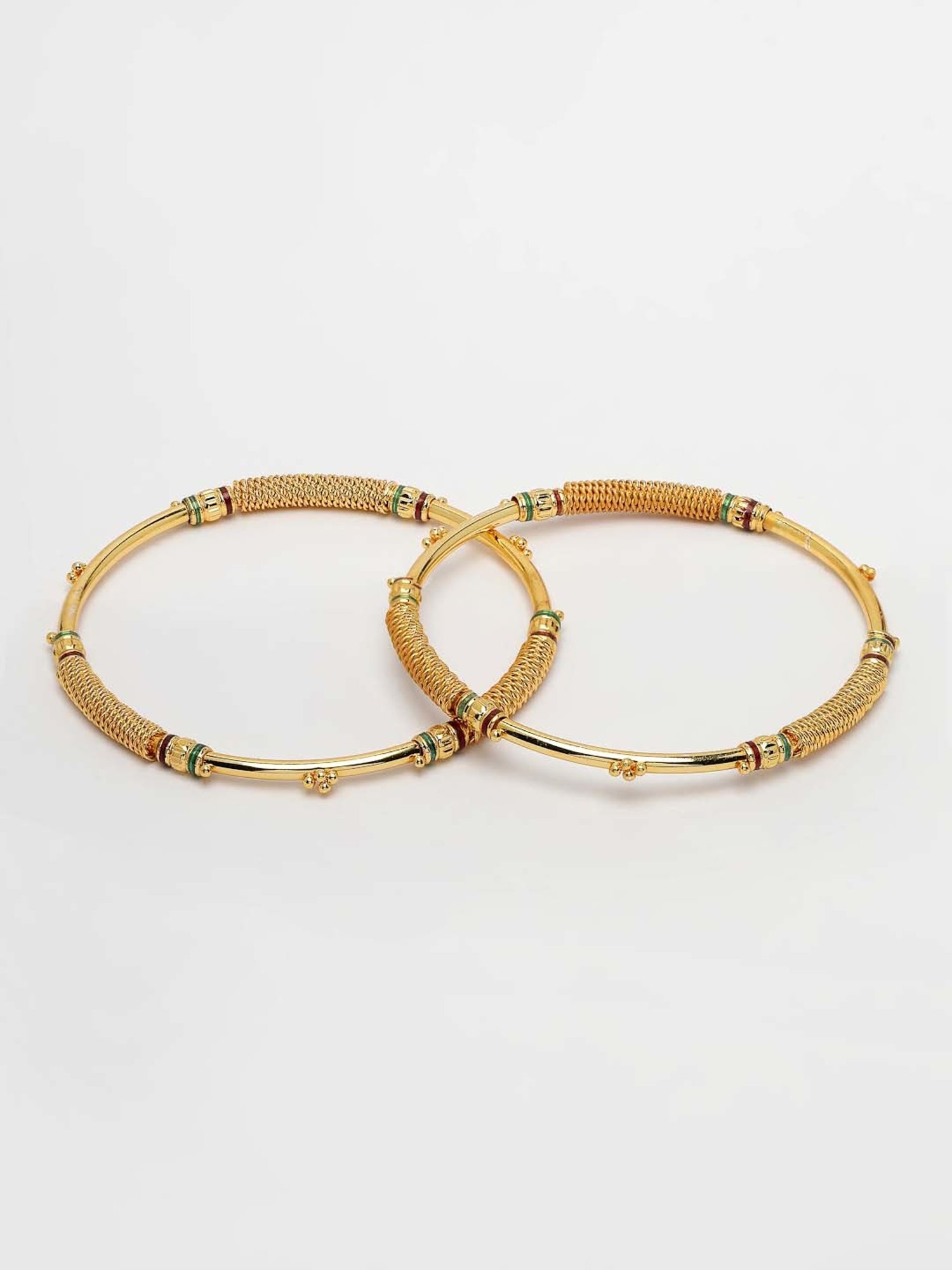 NVR Gold-Plated Handcrafted Traditional Bangles for Women - Set of 2