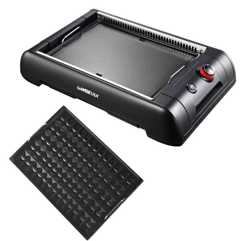 GoWISE USA GW88000 2 in 1 Indoor Smokeless Electric Grill with Griddle Plate