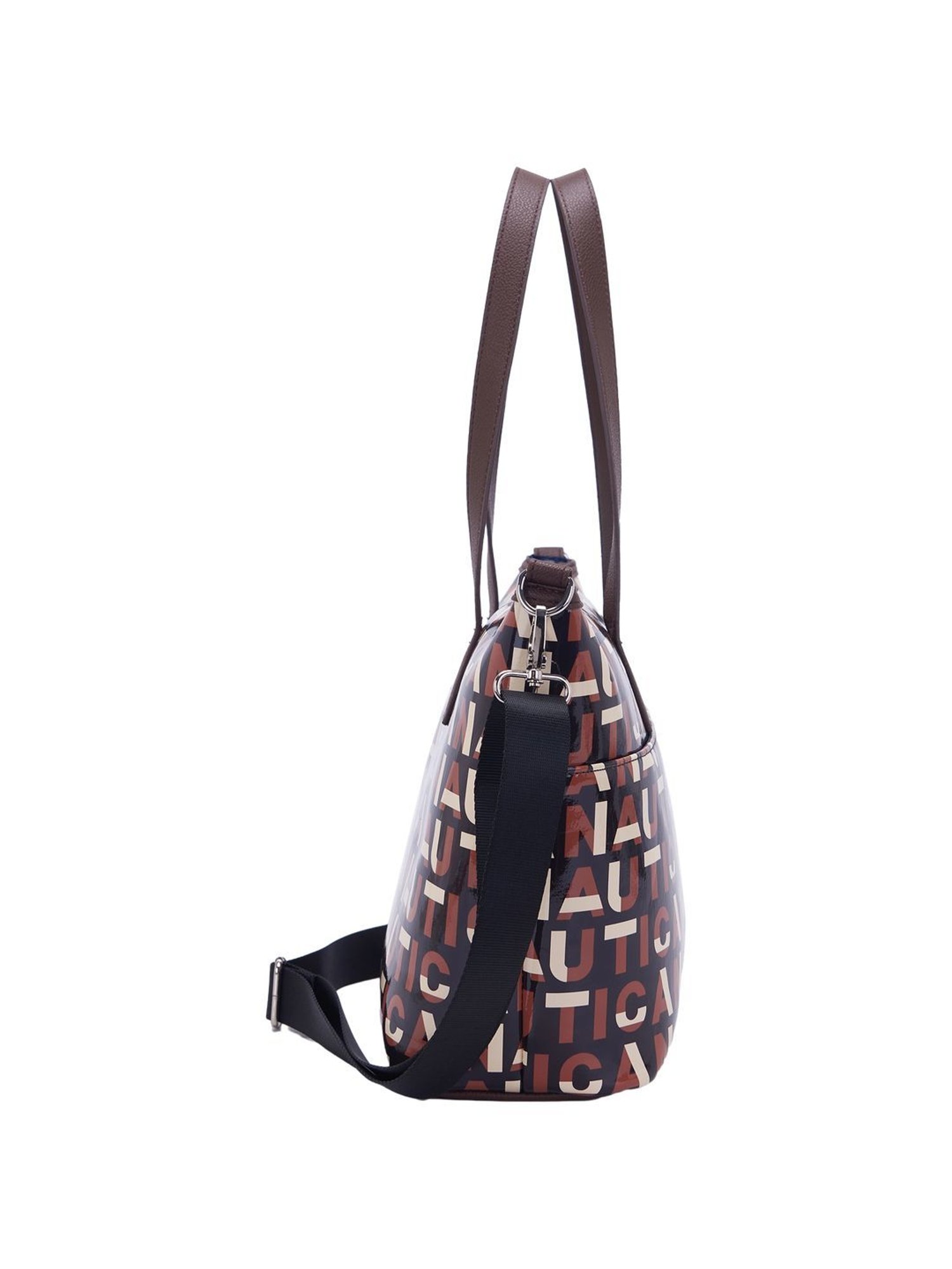 Nautica Brown Printed Medium Tote Handbag