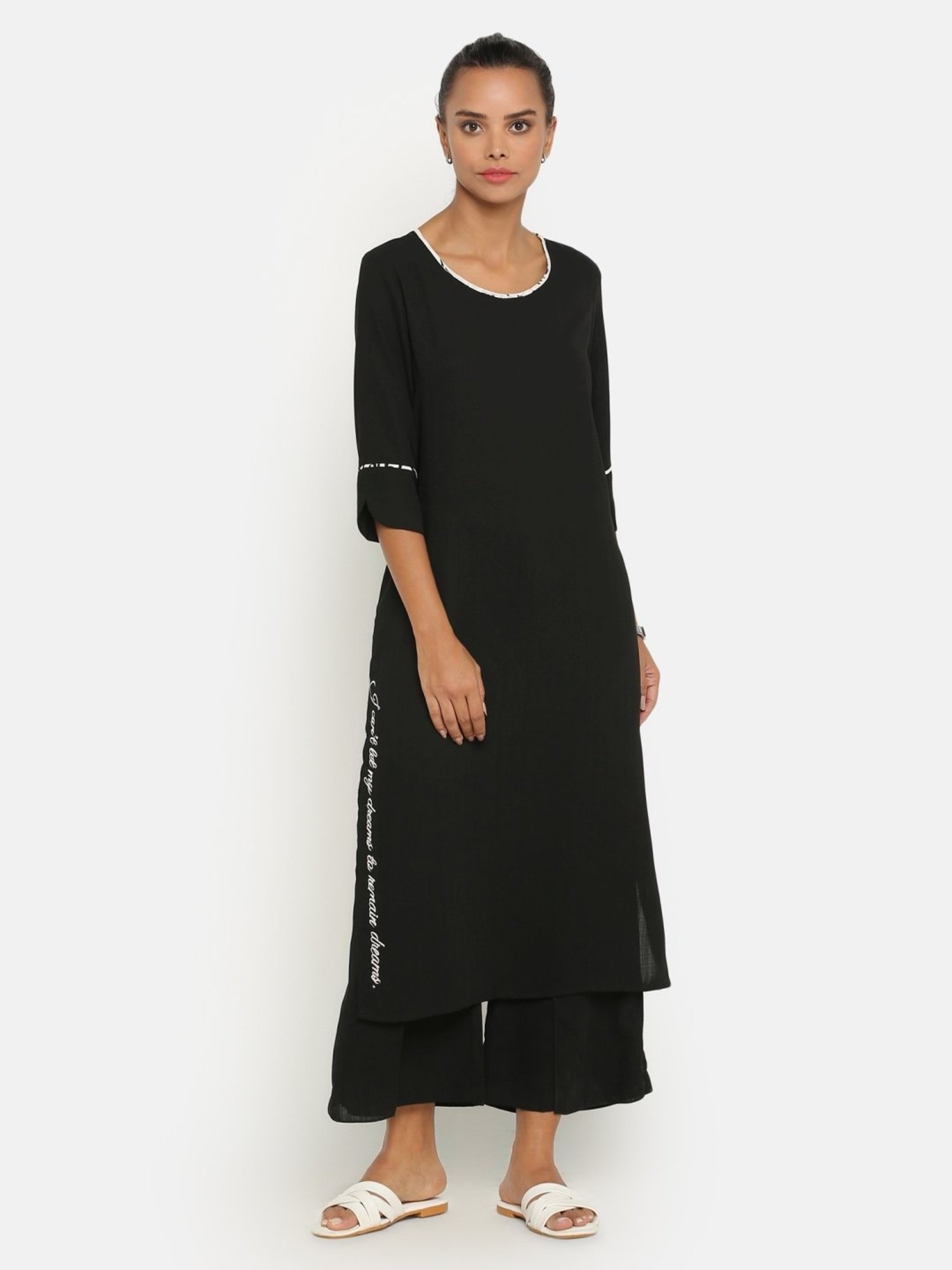 Office & You Black Straight Kurta