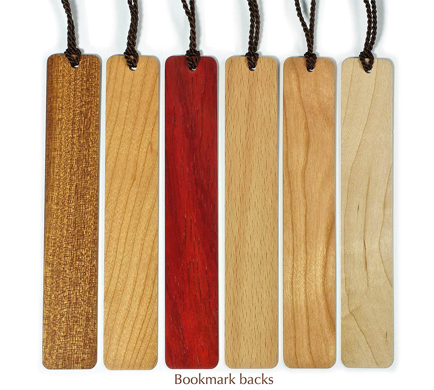 6 Pack of Leaves and Ferns- Engraved Wooden Bookmarks with Tassels