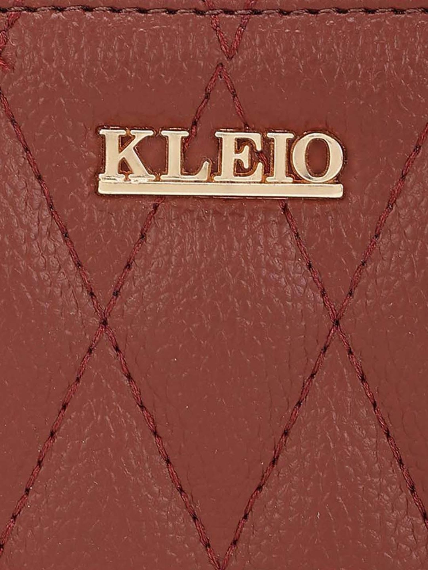KLEIO Brown Quilted Zip Around Wallet for Women