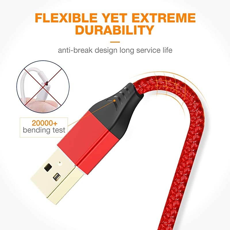 2 Pack Printer Cable,  USB 2.0 Printer Cord [6.6ft/2 Meters] A Male to B Male Scanner Cord High Speed Compatible with HP, Canon, Dell, Epson, Lexmark, Samsung, etc. (Red)