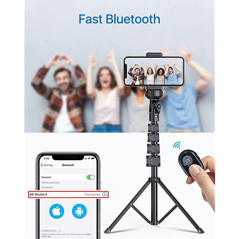 Premium Selfie Stick Tripod with Bluetooth Remote 51quot Extendable AllinOneTripod Stand for iPhone amp Android amp Camera Lightweight amp Sturdy Universal Phone Holder for iPhone 11 Series