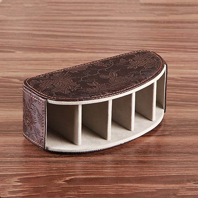 Leather White TV Remote Holder for Remote Controls with 5 Compartments Nightstand Desktop Media Player Remote Caddy Storage Box Organizer Tray for Mobile Office Stationery Phone Controller