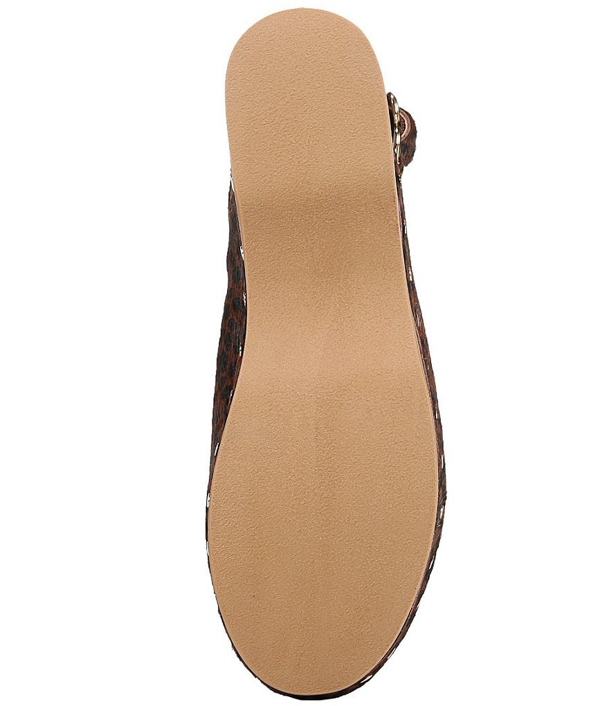 Sam Edelman Hilda Leopard Printed Calf Hair Studded Bit Buckle Clogs