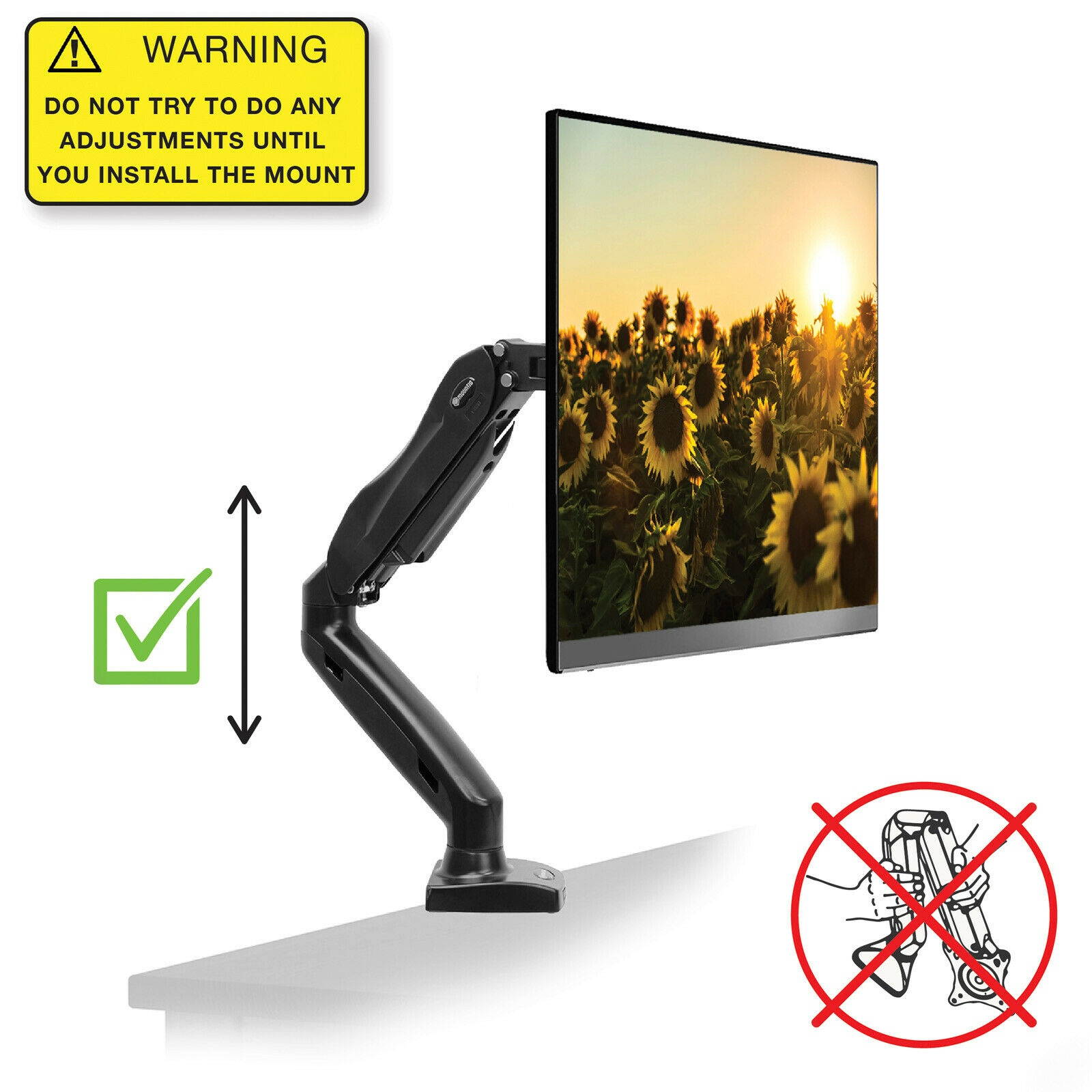 Full Motion LCD Monitor Arm Gas Spring Desk Mount for Screens up to 27"