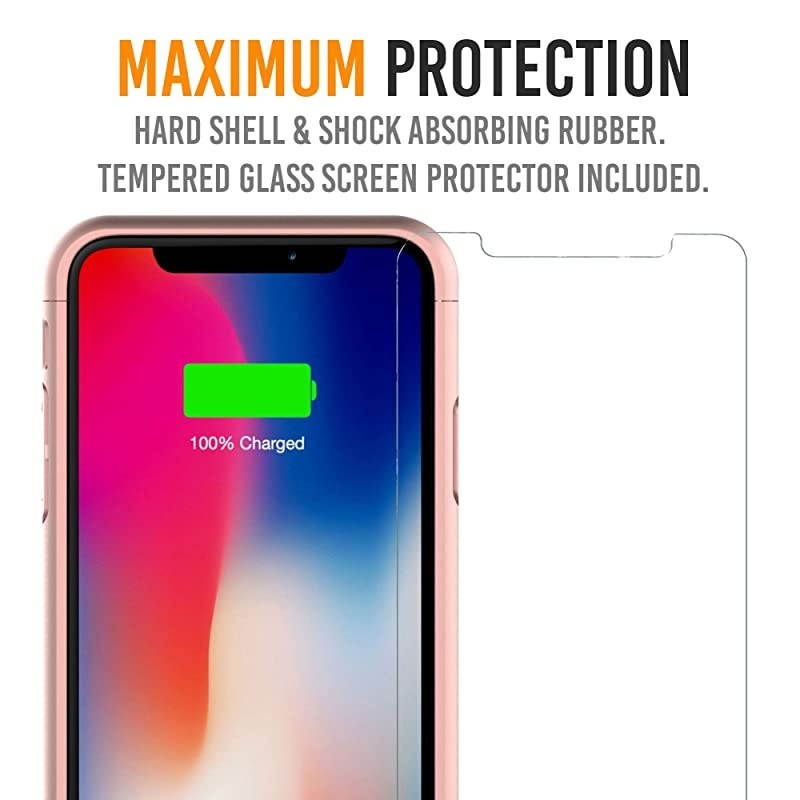 XsX Battery Case 4200mAh Slim Portable Protective Extended Charger Cover with Wireless Charging Compatible with Xs X 58 inch BXX Rose Gold