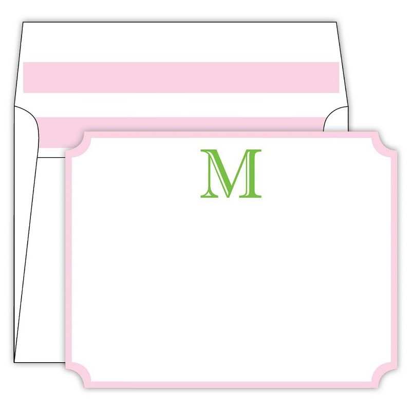 "M" Monogram Cabana Stripe Die Cut Social Set Collections White