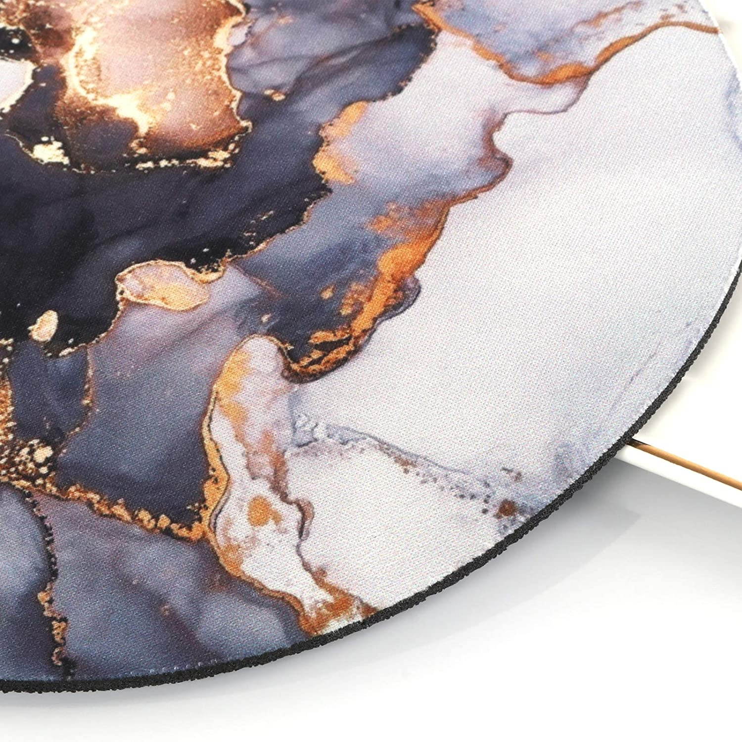 Artiron Mouse Pad, Gray Ink Marble Round Art Customized Designs Non-Slip Rubber Base Gaming Mouse Pads for Mac, PC, Computers. Ideal for Working or Game 7.9x7.9inch