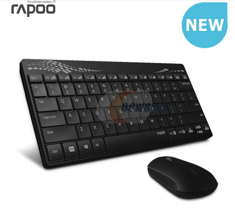 Rapoo 8000 Office Ergonomic Design Keyboard And Mouse Combo, Cool Exterior Waterproof Wireless, 2.4GHZ 33 Feet Wireless Connection-Black