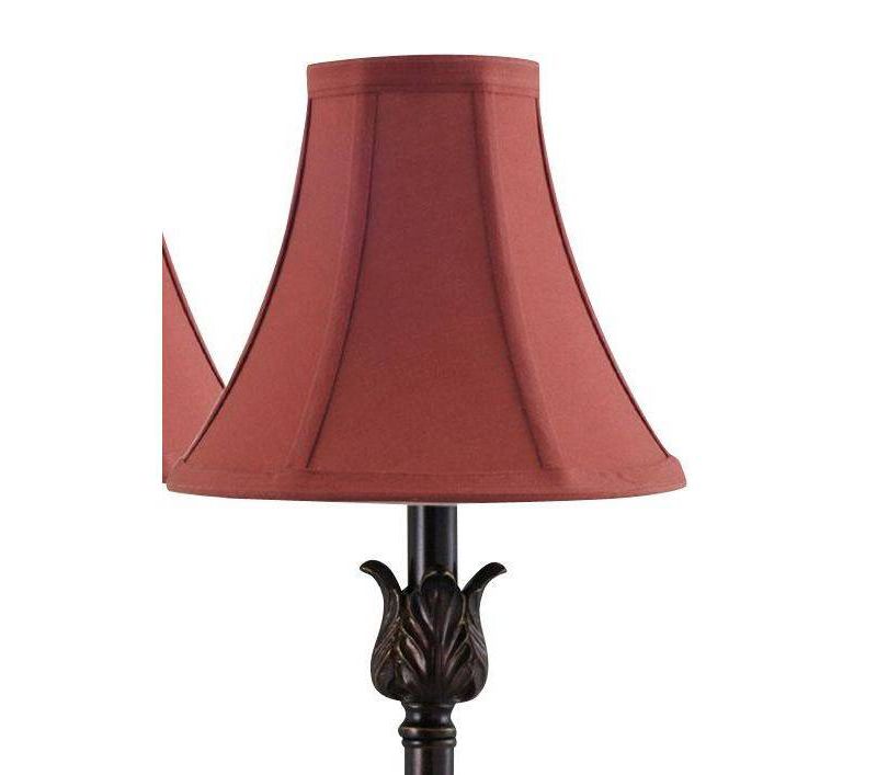 25.75" 2pk Buffet Table Lamps with Burgundy Fabric Bell Shades Black - Cresswell Lighting