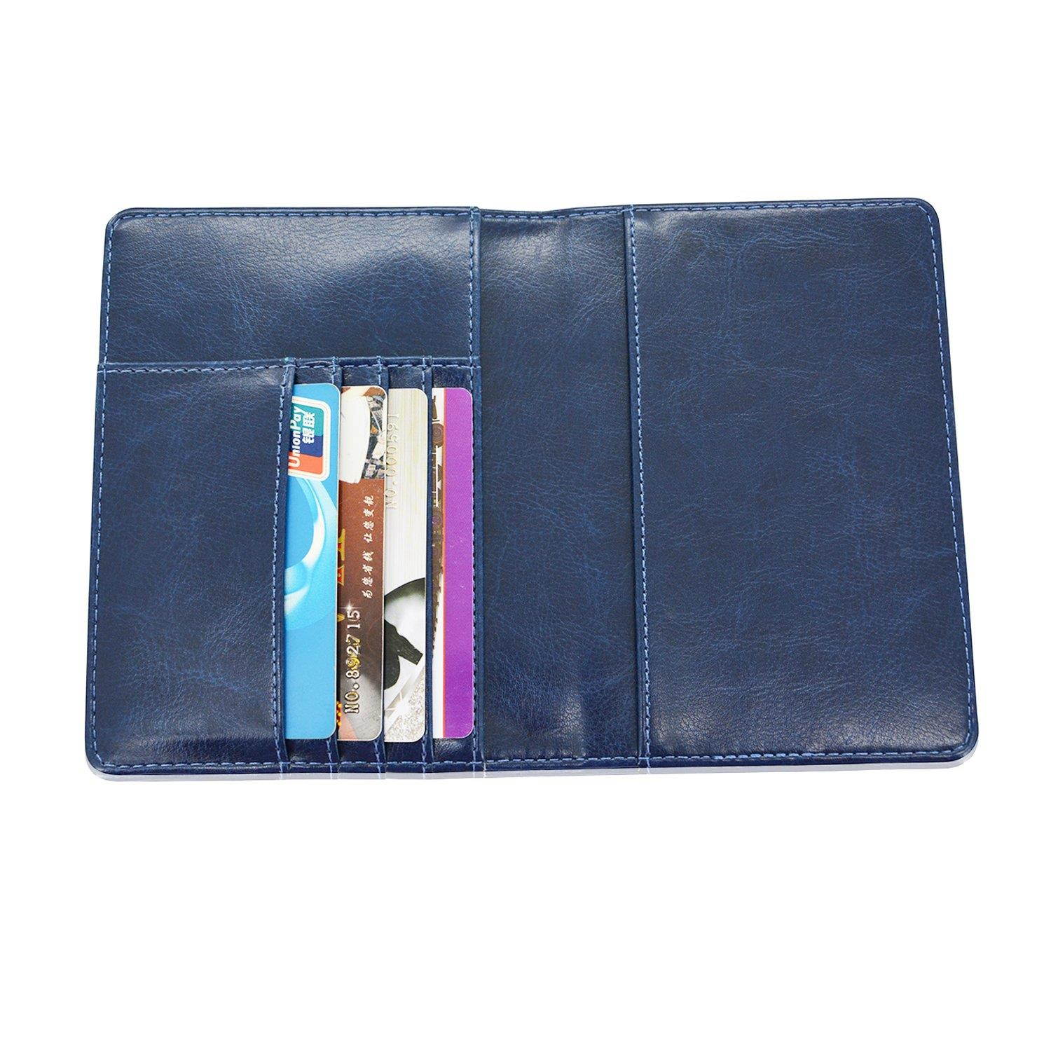 Passport Holder Cover, ACdream Travel Leather RFID Blocking Case Wallet for Passport, Dark Blue