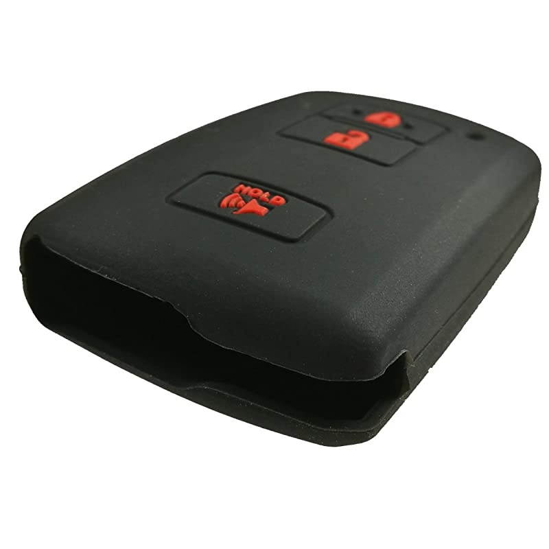 2Pcs Silicone Smart Key Fob Cover Protector Keyless Jacket Remote Control Holder for 2016 2017 Toyota Tacoma Land Cruise Prius V RAV4 Black Blue