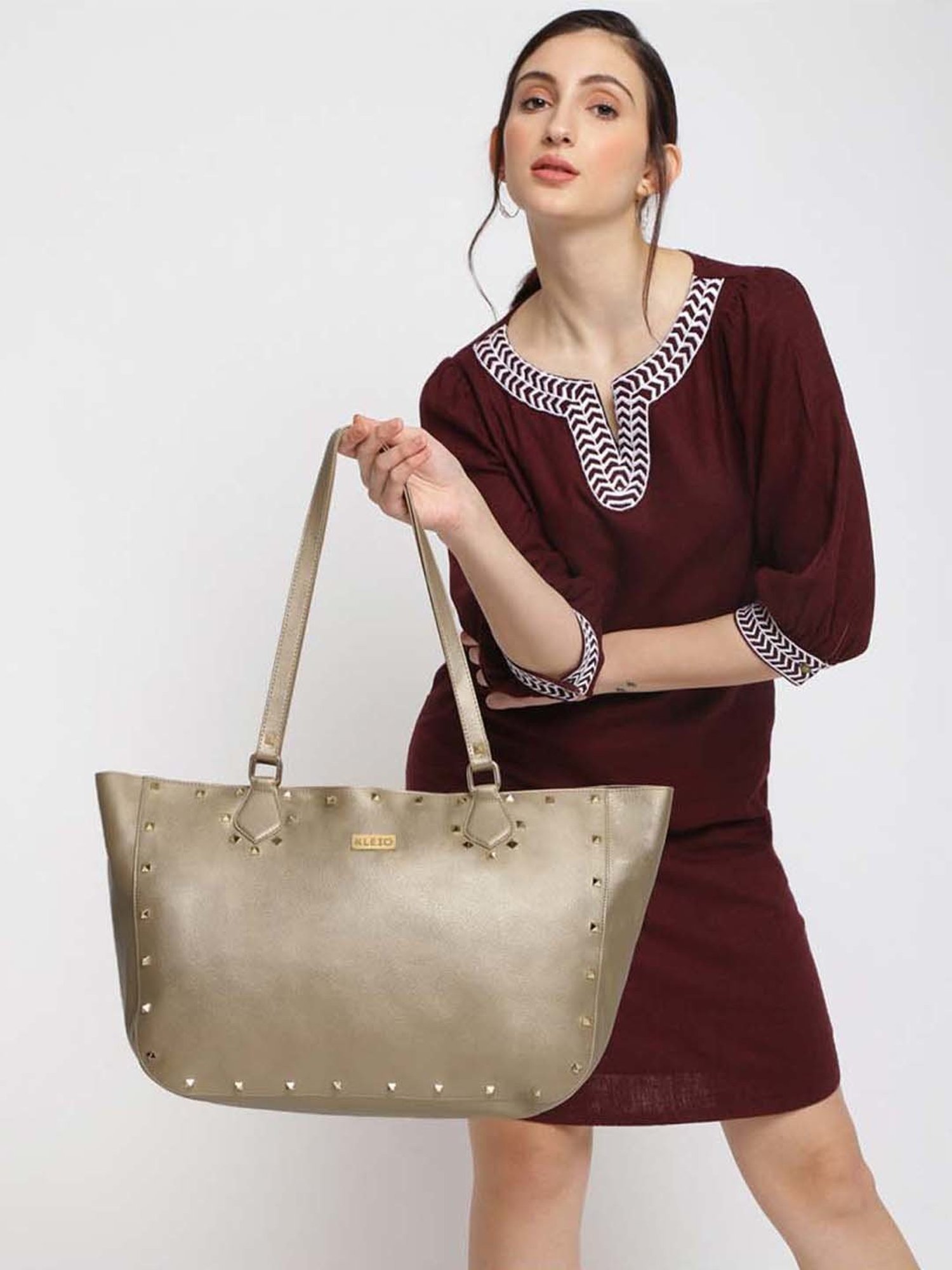 KLEIO Copper Solid Large Tote Handbag