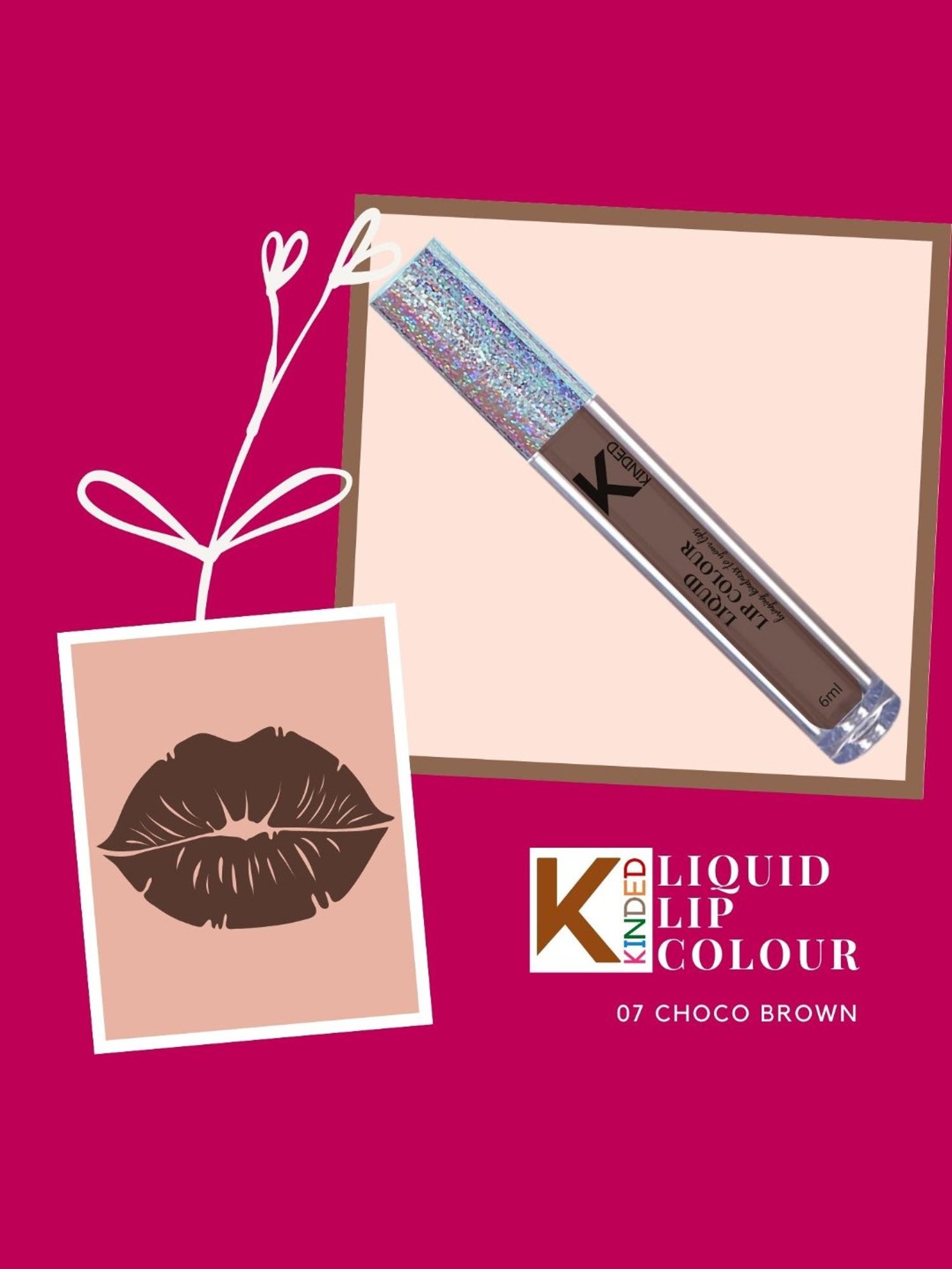 KINDED Liquid Lip Colour 01 Barbie Pink & 07 Choco Brown Combo