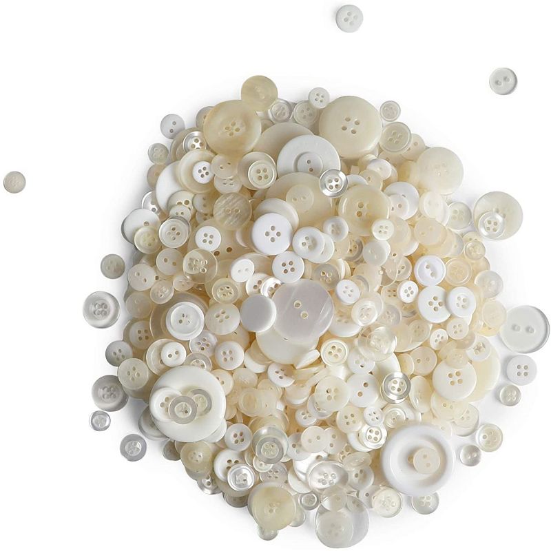 700 Pieces Round White Resin Buttons 0.8-3cm with 2 and 4 Holes for DIY Crafts, Sewing and Scrapbooking