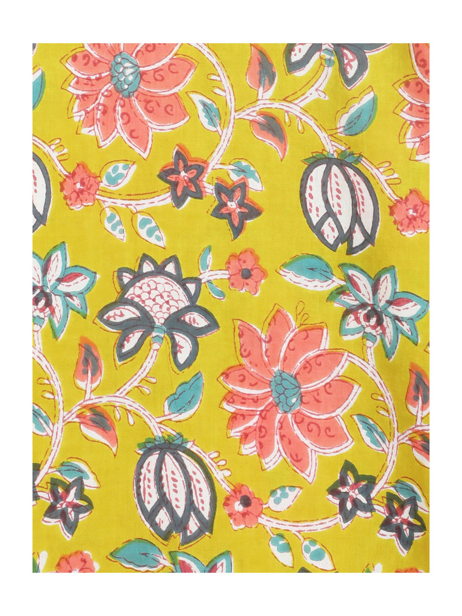 Campana Kids Lime Green Floral Print Kurta