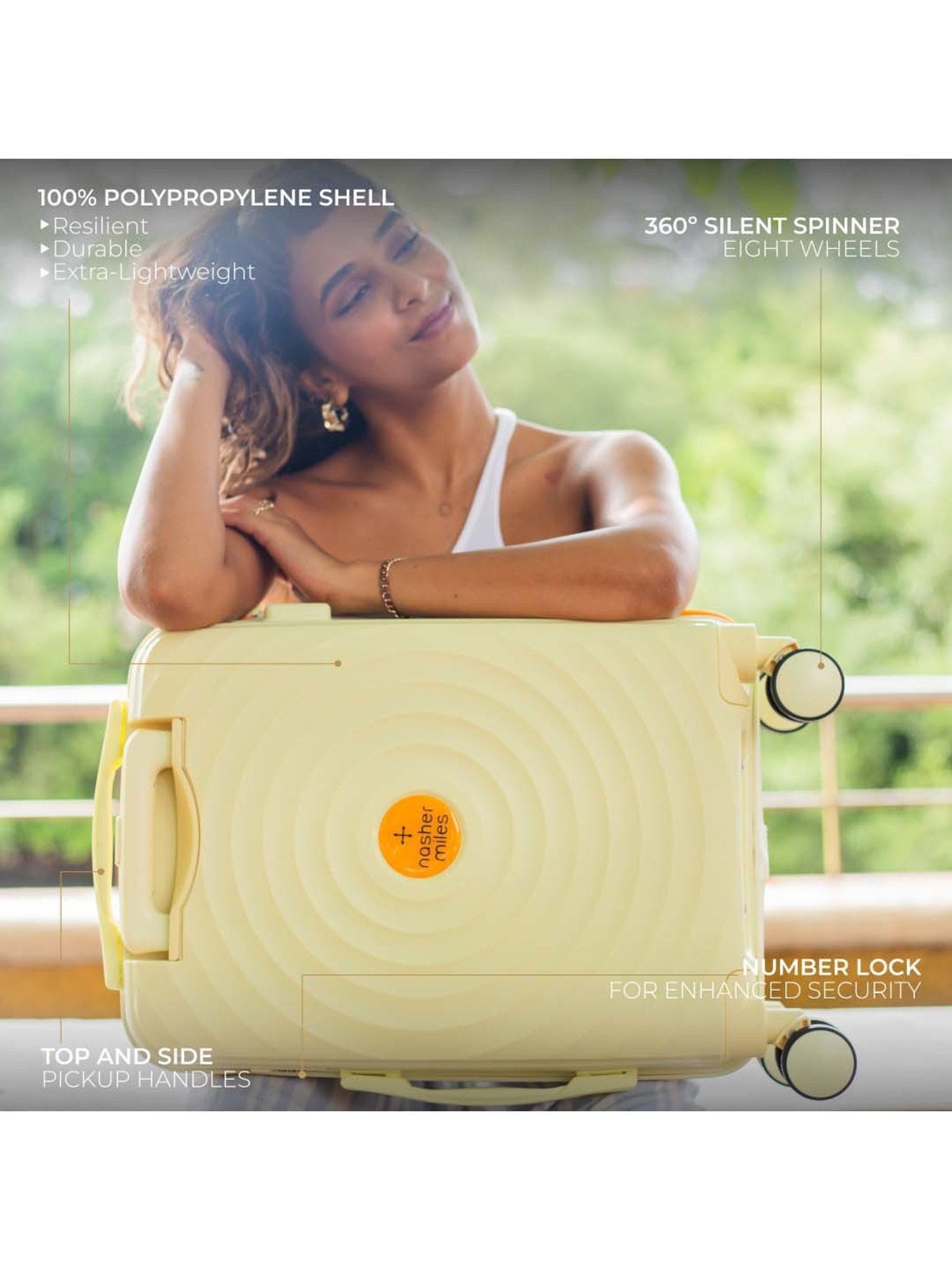 Nasher Miles Goa Hard-sided Polypropylene Cabin Cream Yellow Orange 20 inch|55cm Trolley bag