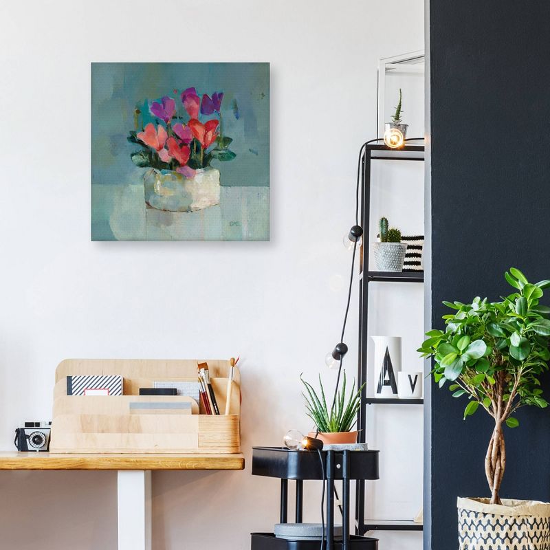 24" x 24" Pretty Pot of Cyclamen by Sarah Simpson Unframed Wall Canvas - Masterpiece Art Gallery